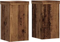 vidaXL - Plantenstandaards - 2 - st - 10x10x18 - cm - bewerkt - hout - oud - houtkleurig