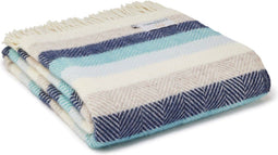 Plaid Zee en Kust Gestreept - 150x183 - Nieuw Wol - Tweedmill UK