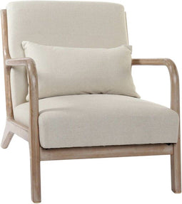 Leunstoel DKD Home Decor Beige Hout Bruin Linnen (66 x 79 x 75 cm)
