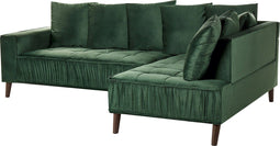 GRENA - Hoekbank 3-zits - Donkergroen - Linkerzijde - 231 cm - Fluweel