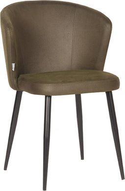 LABEL51 Wave Eetkamerstoel - Groen - Stof - Black Frame - Stoel - Normale eetkamerstoel