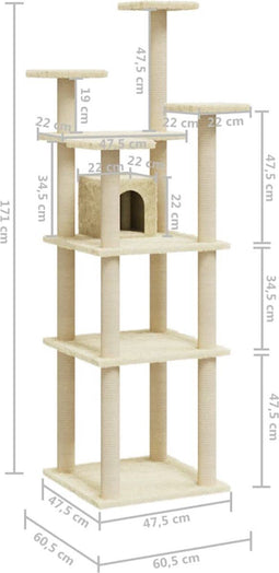 vidaXL - Kattenmeubel - met - sisal - krabpalen - 171 - cm - donkergrijs