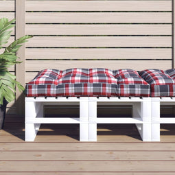 Palletkussen 120x80x12 cm stof ruitpatroon rood
