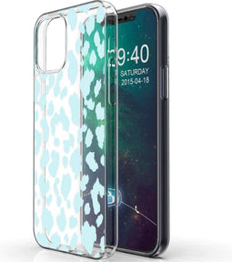 iMoshion Hoesje Geschikt voor iPhone 12 Pro / 12 Hoesje Siliconen - iMoshion Design hoesje - Blauw / Transparant / Design Leopard Blue