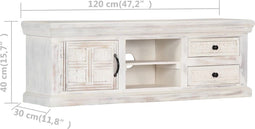 vidaXL - Tv-meubel - 120x30x40 - cm - massief - mangohout - wit