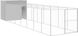 vidaXL - Hondenhok - met - ren - 214x865x181 - cm - staal - lichtgrijs