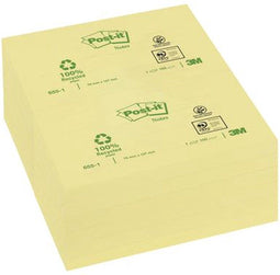 Memoblok 3M Post-it 655 76x127mm recycled geel 100 vel - 12 stuks