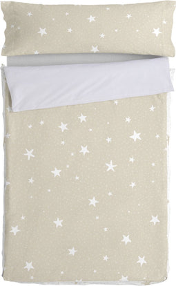 Dekbedovertrek zonder vulling HappyFriday Basic Kids Little star Beige 105 x 200 cm