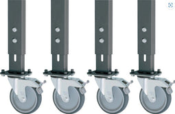RUW Zwenkwielset - 4 zwenkwielen met rem - Ø 125 mm - Grijs (1 set)