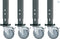 RUW Zwenkwielset - 4 zwenkwielen met rem - Ø 125 mm - Grijs (1 set)