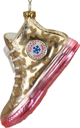 Ornament kerstbal sneaker glas goud 12.7 cm