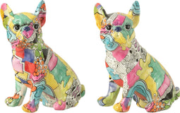 J-Line decoratie Bulldog Ogen Zittend Pop-Art - polyresin - mix