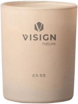 Visign Nature Geurkaars Glas - Kaars - Fris & Warme noten geur - Sojawas - Het is Vijf voor Twaalf - +/- 30 Branduren