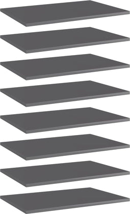 vidaXL - Wandschappen - 8 - st - 60x40x1,5 - cm - bewerkt - hout - hoogglans - grijs