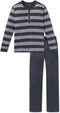 Schiesser Heren Pyjama - Lange broek - Serafinokraag met knoopsluiting - Antraciet