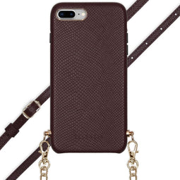 Selencia Hoesje Geschikt voor iPhone 8 Plus / 7 Plus Hoesje Met Koord - Selencia Aina Slang Hoesje met koord - Rood