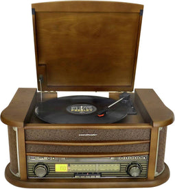 Soundmaster NR560 - Nostalgisch muziekcenter - Platenspeler CD-speler Cassettespeler Bluetooth USB - Eikenhout