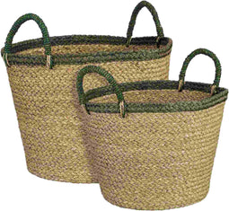 Mica Decorations Mand Mady - 39x39x41 cm - Zeegras - Groen- Set van 2