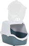 vidaXL - Kattenbak - met - deksel - 56x40x40 - cm - polypropeen - wit - en - blauw