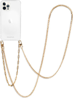 iMoshion Hoesje Geschikt voor iPhone 12 Pro Max Hoesje Met Koord - iMoshion Backcover met koord + armband - Ketting - goud