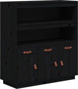 vidaXL - Hoge - kast - 100x40x108,5cm - massief - grenenhout - zwart