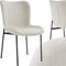 tectake® Gestoffeerde stoel - Eetkamerstoel - Ergonomische vorm - Hoge rugleuning - Beige/zwart (set van 4)