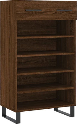 vidaXL - Schoenenkast - 60x35x105 - cm - bewerkt - hout - bruin - eikenkleur