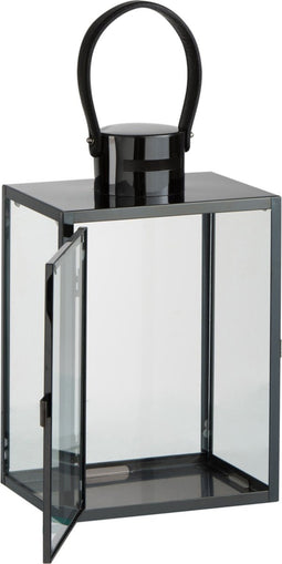 J-Line lantaarn Rechthoekig - metaal/glas - zwart