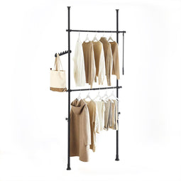 SoBuy FRG109-II-SCH - Telescoop Kledingrek - Verstelbaar B(75–126) × H(200–295) cm - Zwart