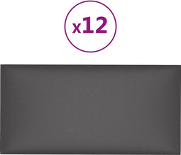 vidaXL - Wandpanelen - 12 - st - 2,16 - m² - 60x30 - cm - kunstleer - grijs