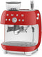Smeg EGF03RDEU - Espressomachine met bonenmaler - 19 bar druk - Rood