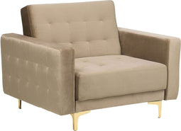 ABERDEEN - Chesterfield fauteuil - Beige - Fluweel