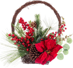 Christmas Kerstversiering Rood Multicolour Rotan Plastic Ananas Mand 43,18 Cm