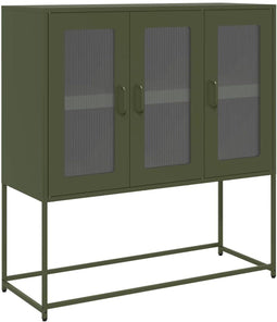 vidaXL - Dressoir - 100,5x39x107 - cm - koudgewalst - staal - olijfgroen