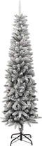 vidaXL - Kunstkerstboom - met - sneeuw - smal - 240 - cm - PVC - en - PE