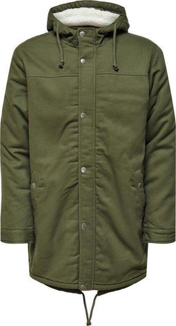 ONLY & SONS ONSALEX TEDDY PARKA JACKET EXP RE VD - Heren Jas - Capuchon met Sherpa voering - Maat S