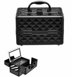 Coast Uitklapbare Make-up koffer met Spiegel - Aluminium - 15 x 23 x 18 cm - Zwart