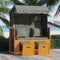 vidaXL - Strandstoel - met - kussens - poly - rattan - en - hout - zwart - en - grijs