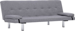 vidaXL - Slaapbank - met - twee - kussens - polyester - lichtgrijs