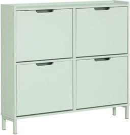 SoBuy FSR100-GR - Smalle Schoenenkast - 4 Kleppen - Groen 100x90x19 cm