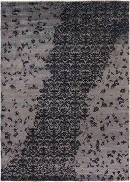 Damask AL-2E B-22-HB-7 Vloerkleed - 300x400 - Rechthoek - Laagpolig,Vintage Tapijt - Klassiek - Taupe, Zwart