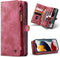 Caseme - vintage 2 in 1 portemonnee hoes - Geschikt voor iPhone 13 Pro - Rood