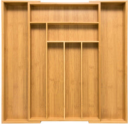 Budu Bestekbak #50 - Uitschuifbaar Bamboe Bestekcassette - 6/8 vakken - 50 x 34,1 - 56 cm (1 stuk)