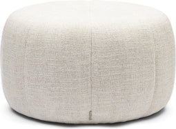 Riviera Maison Poef Wit, Kruk, Voetenbank, Rond - Falcone Stool Antique - Polyester, hout - (ØxH) 72x41