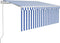 vidaXL - Luifel - automatisch - uittrekbaar - rolgordijn - 3,5x2,5 - m - blauw - wit