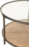 J-Line Salontafel Rond Metaal/Glas Zwart/Naturel - 88 x 88 x 40 cm