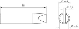Weller RTM 036 S MS - Soldeerpunt Beitelvorm 18 mm - Actieve soldeerpunt RT micro MIL-SPEC (1 stuk)