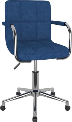 vidaXL - Eetkamerstoel - draaibaar - stof - blauw