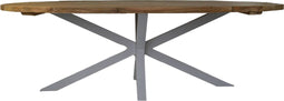 Tuintafel ovaal - 220x110x78 - Naturel/Wit - Oud teakhout/metaal
