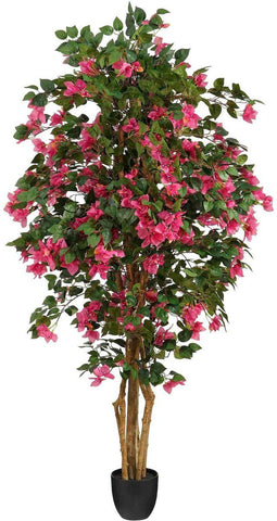 Mica Decorations Kunstbloem Bougainvillea - 85x85x180 cm - Polyester - Donker Roze